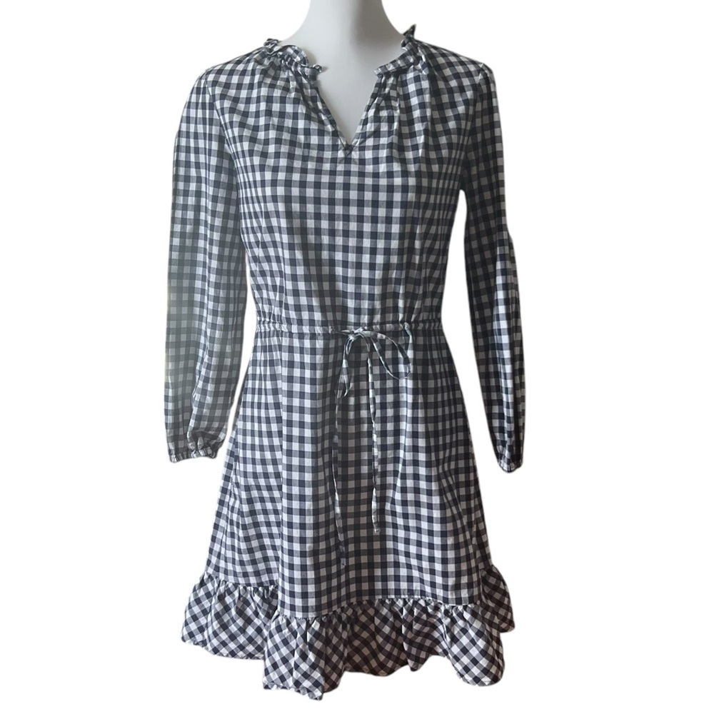 Draper James Lucinda Popover Dress in Navy Gingham Size Small